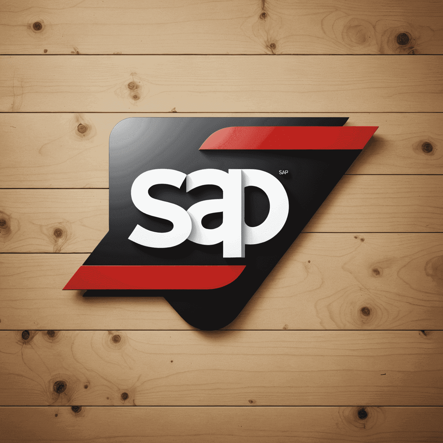 SAP logo with modern design incorporating red and black elements