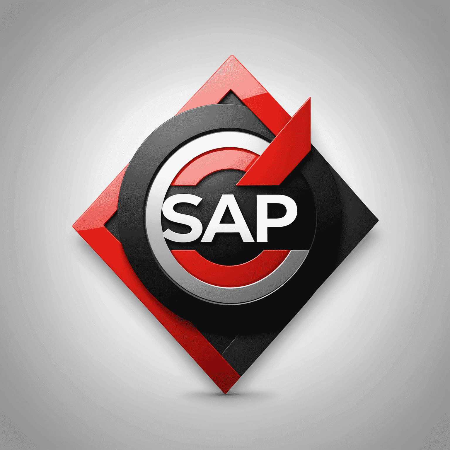SAP logo with modern design incorporating red and black elements