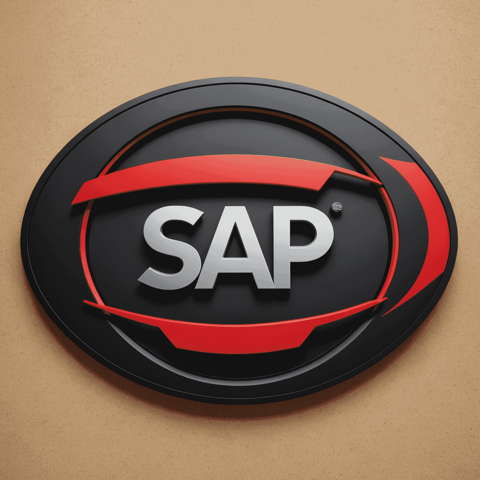 SAP logo with modern design incorporating red and black elements