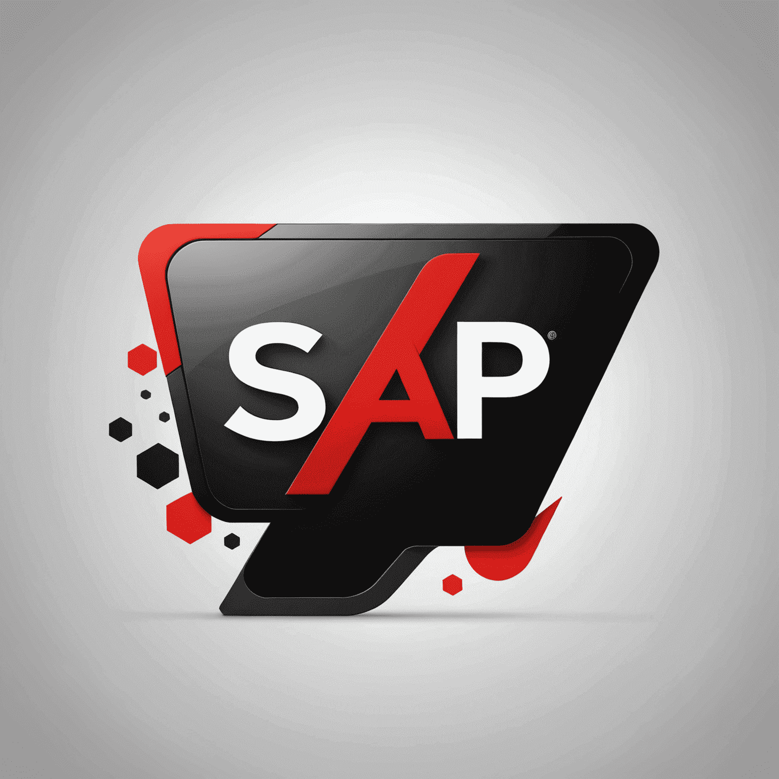 SAP logo with modern design incorporating red and black elements