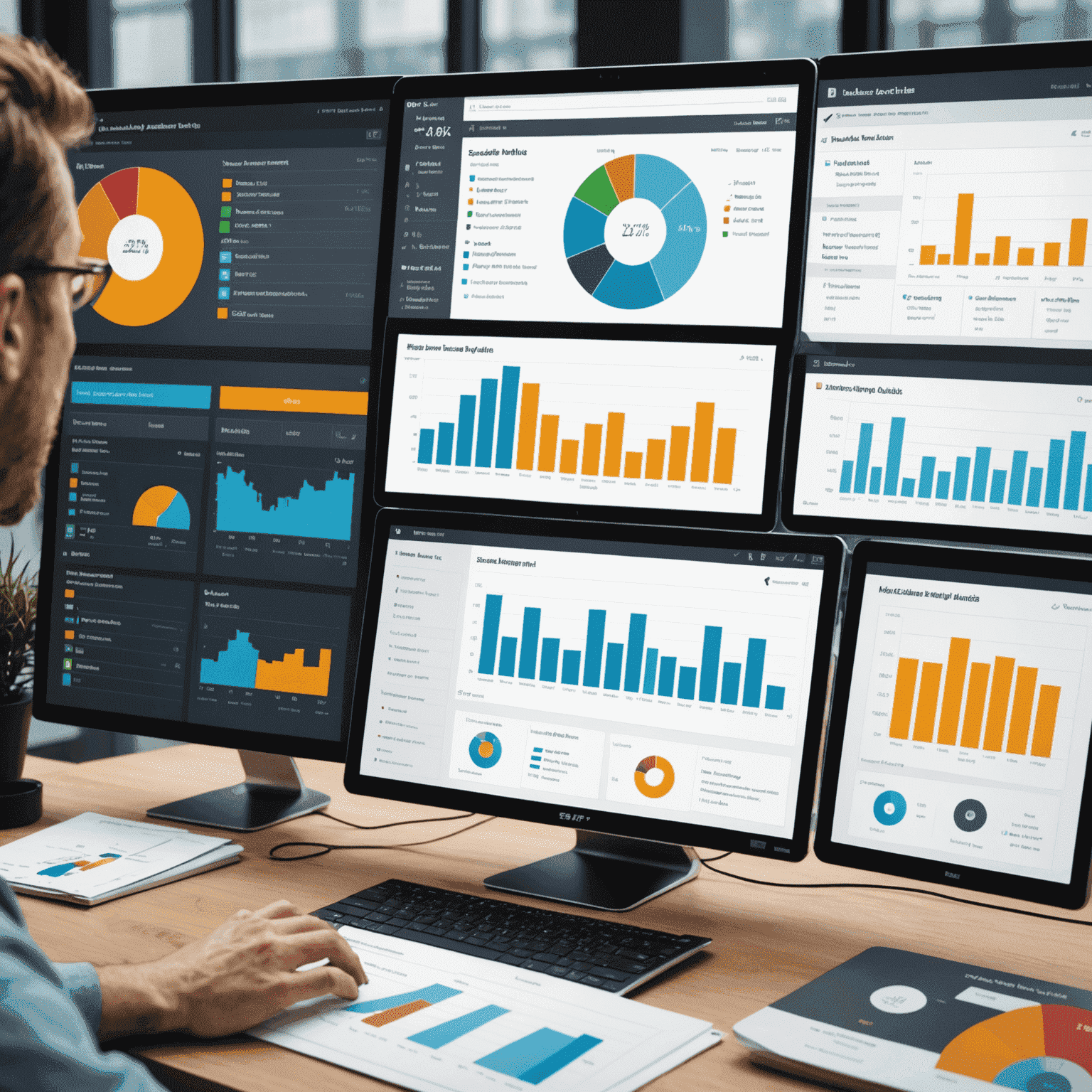 Dashboard displaying various charts, graphs, and predictive models, illustrating SAP's advanced analytics capabilities