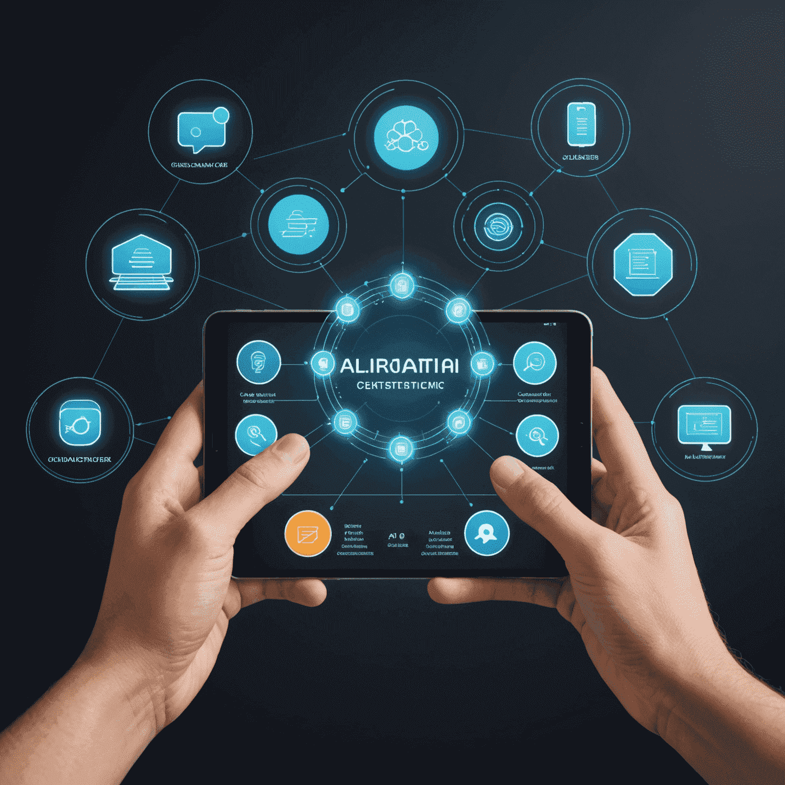 Visualization of AI-powered customer interactions across multiple channels, demonstrating personalized and efficient customer experiences